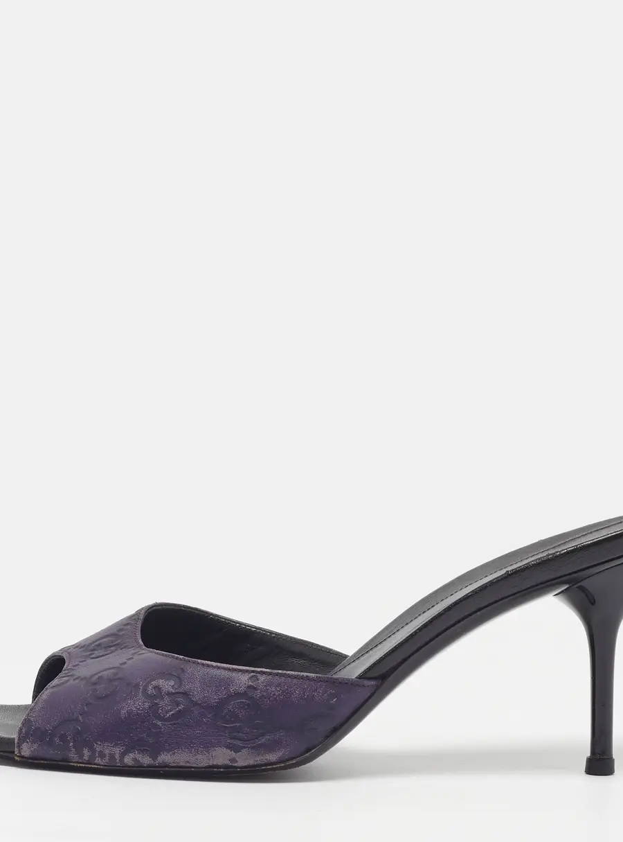 Gucci Size 40 Purple Guccissima Leather Slide Sandals