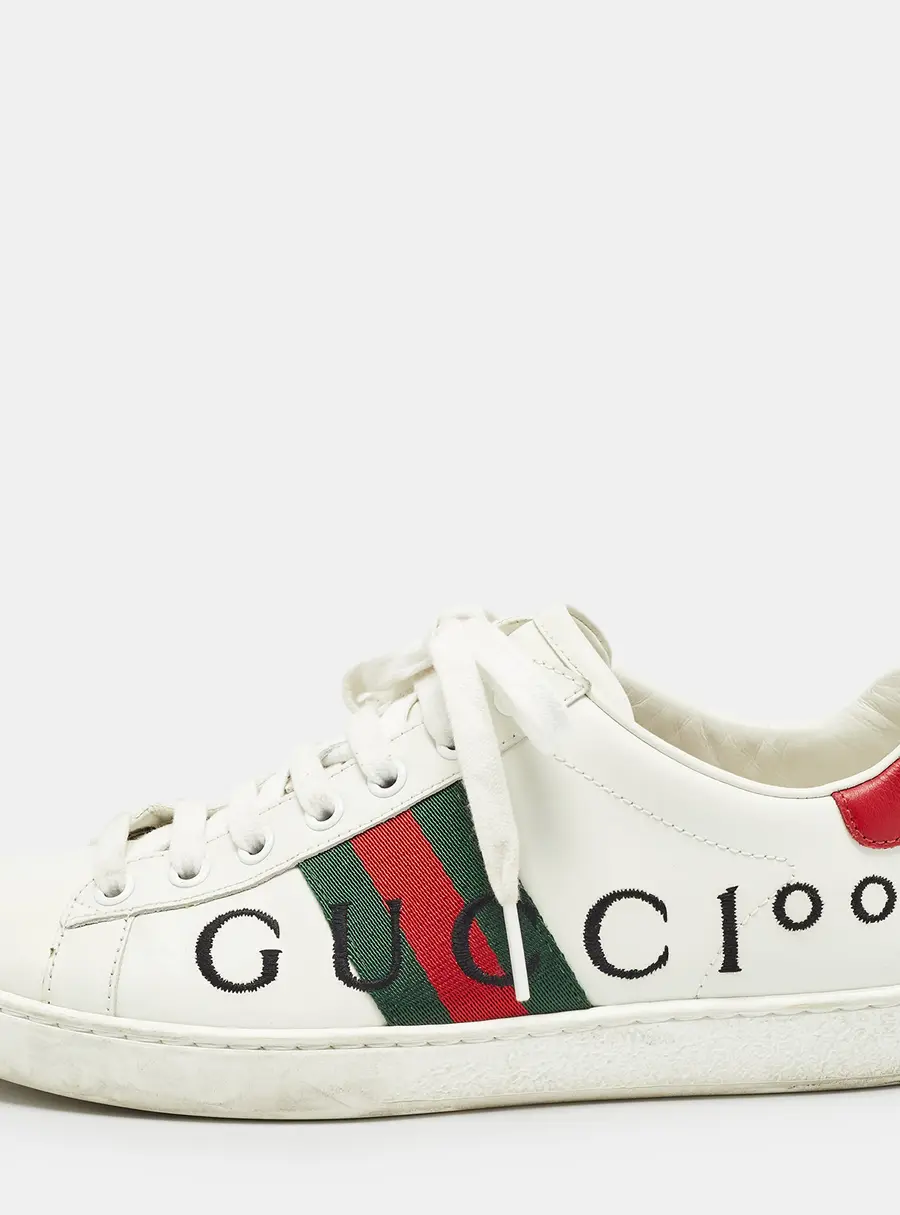 Gucci White Leather Web  Ace Low Top Sneakers Size 37