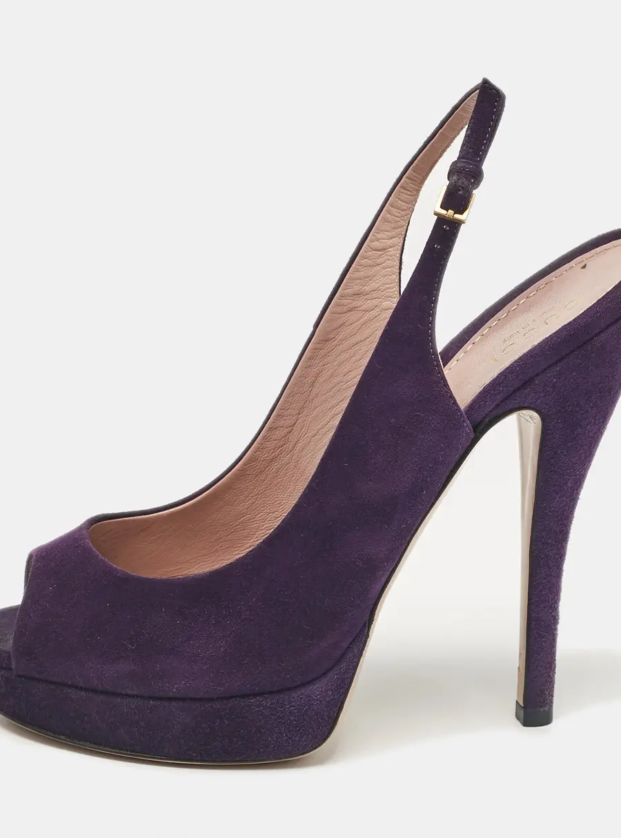 Gucci Purple Suede Ankle Strap Sandals Size 38.5