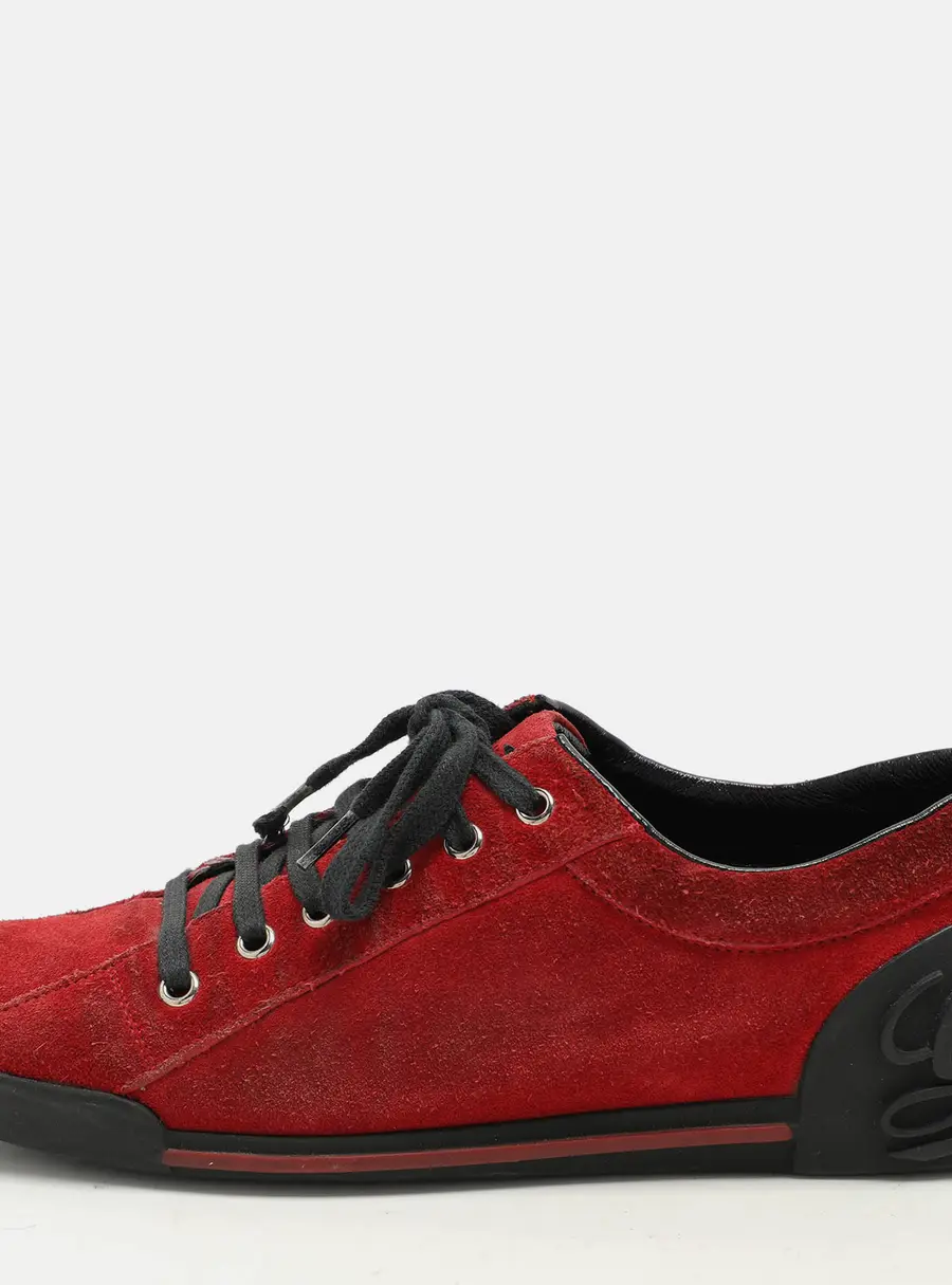 Gucci Red Suede Low Top Sneakers Size 38