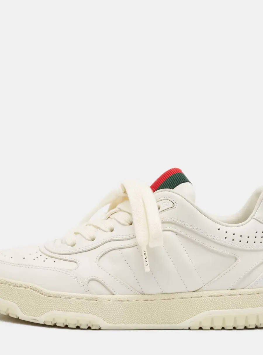 Gucci Re-Web Size 36.5 White Leather Low Top Sneakers