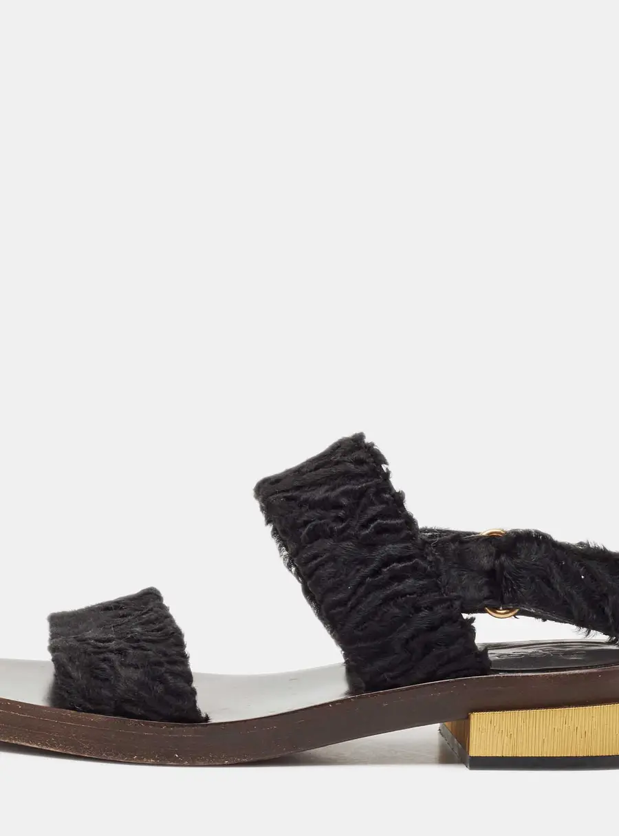 Gucci Black Velvet Slingback Sandals Size 37