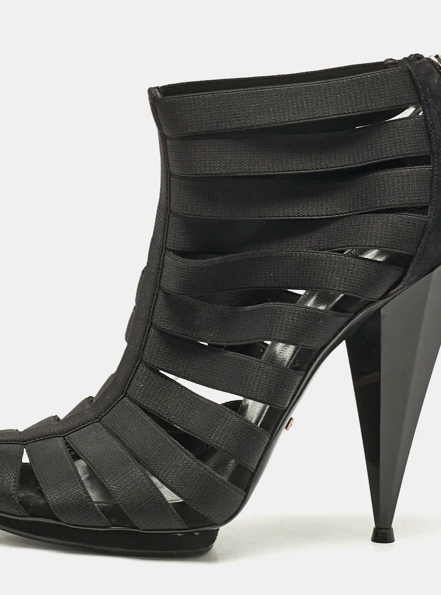 Gucci Black Elastic and Suede Strappy Ankle Booties Size 38.5