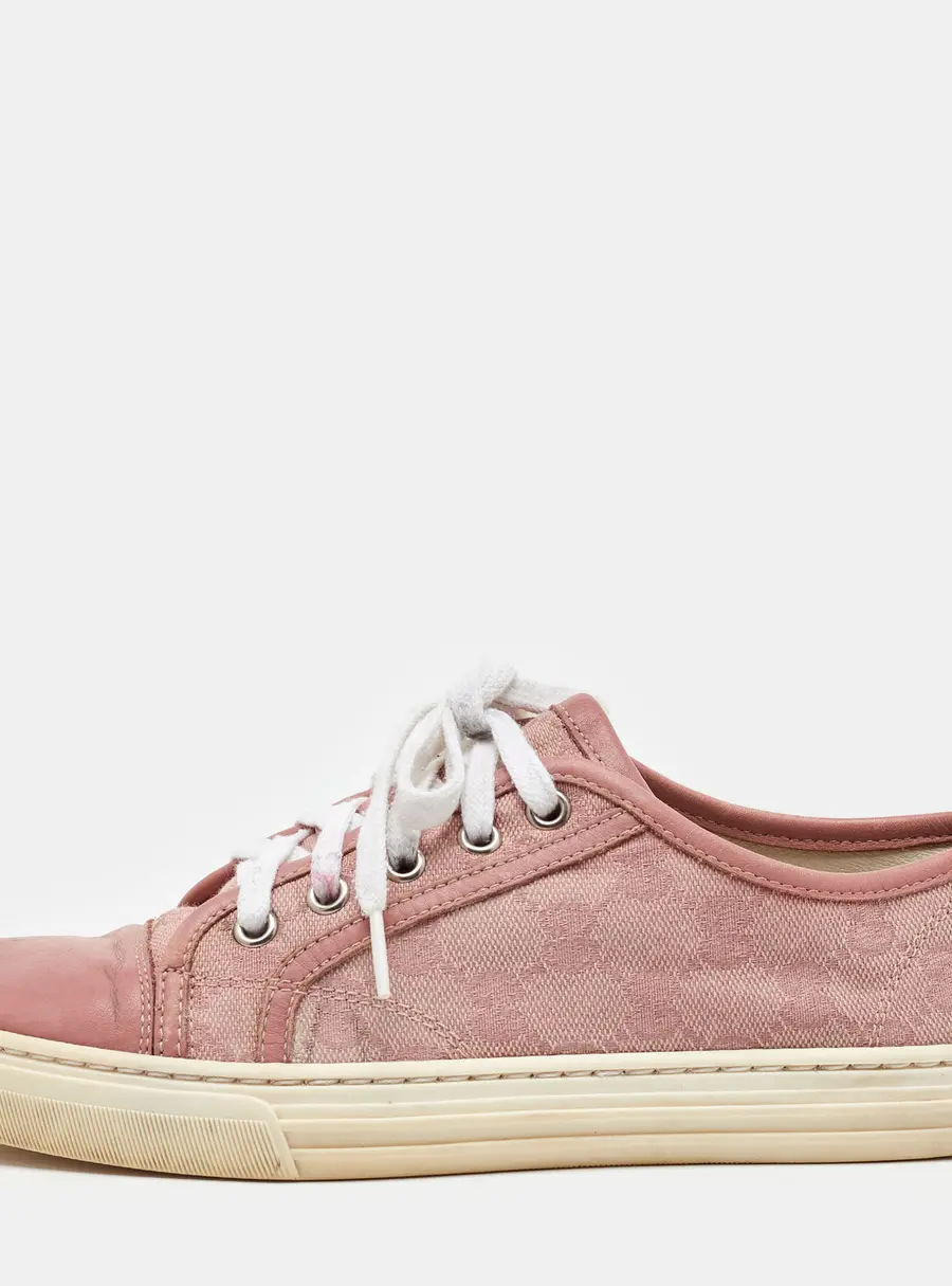 Gucci Pink GG Canvas and Leather Low Top Sneakers Size 36.5