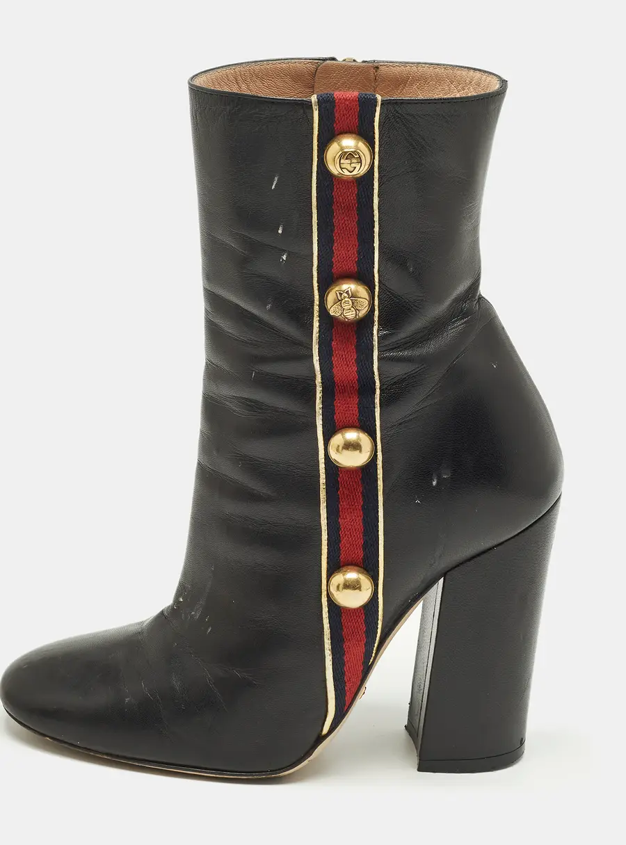 Gucci Carly Malaga Size 36 Black Leather Ankle Length Boots