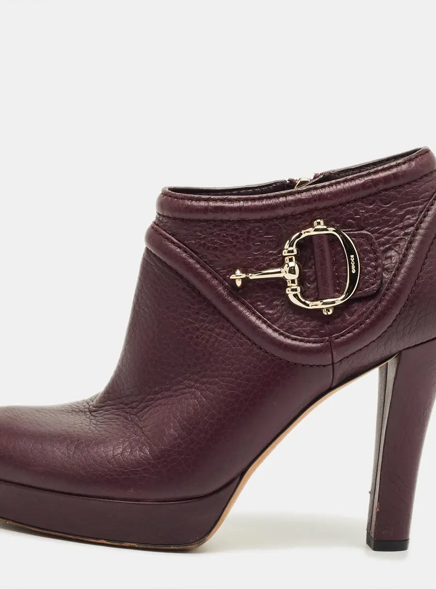 Gucci Size 38 Burgundy Leather Zip Up Booties