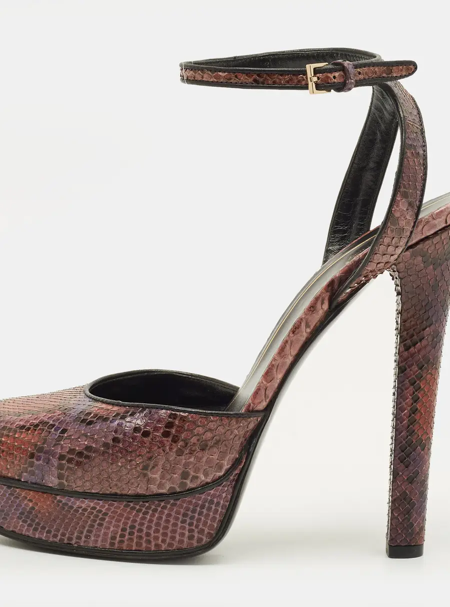 Gucci Huston Size 39 Multicolor Snakeskin Leather Pumps