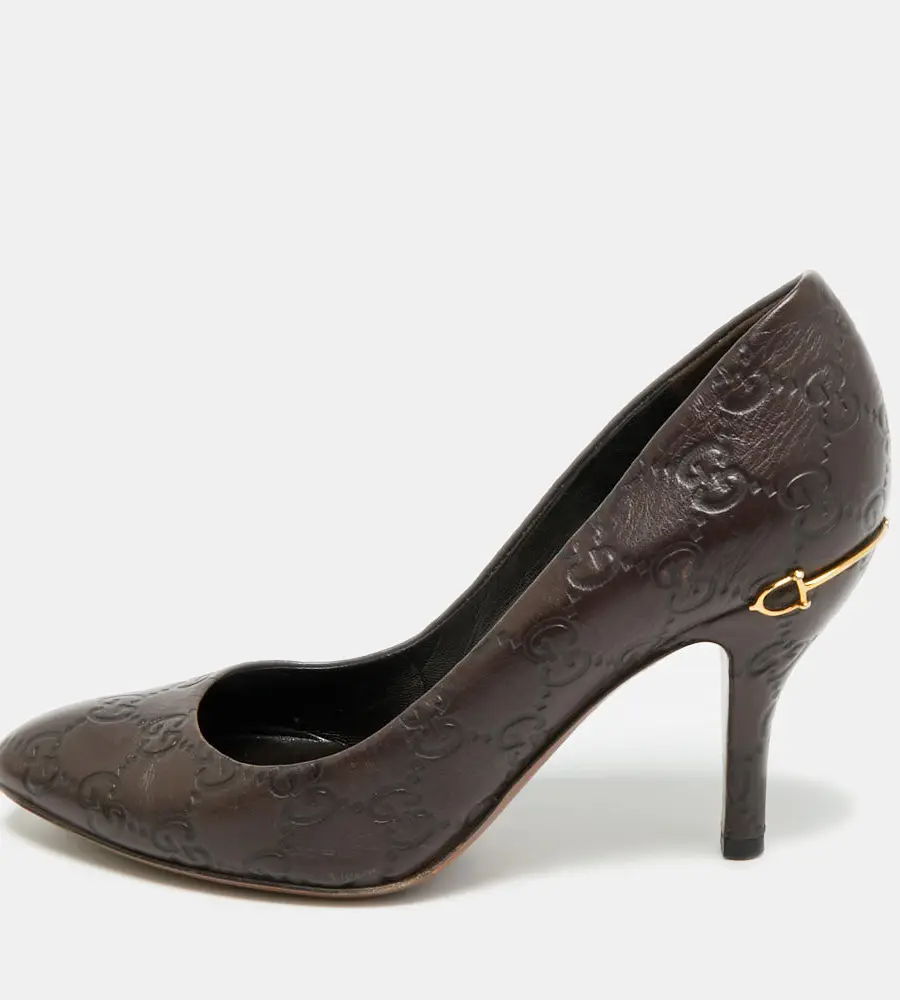 Gucci Horsebit Size 36.5 Brown Guccissima Leather Pumps