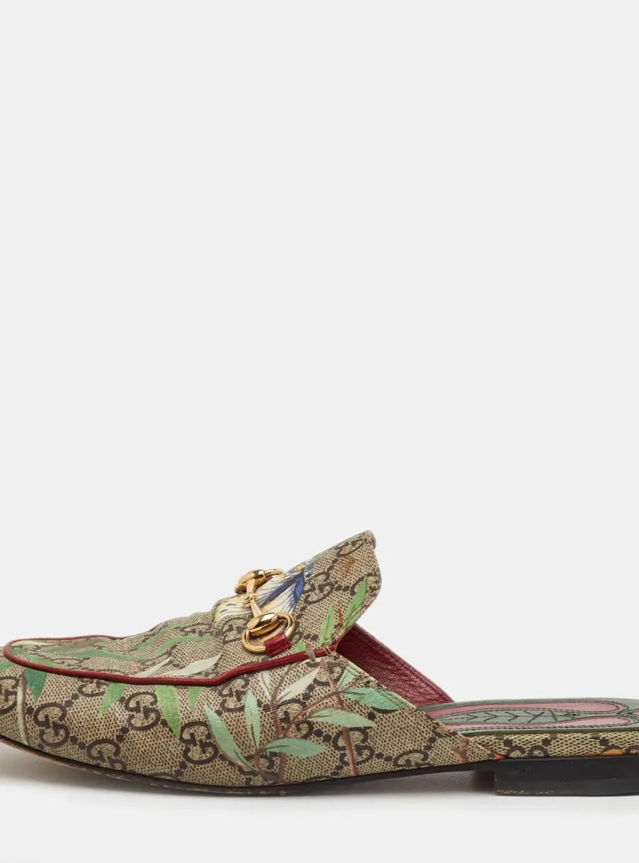 Gucci Princetown Size 39 Multicolor GG Supreme Canvas Tian Print Flat Mules