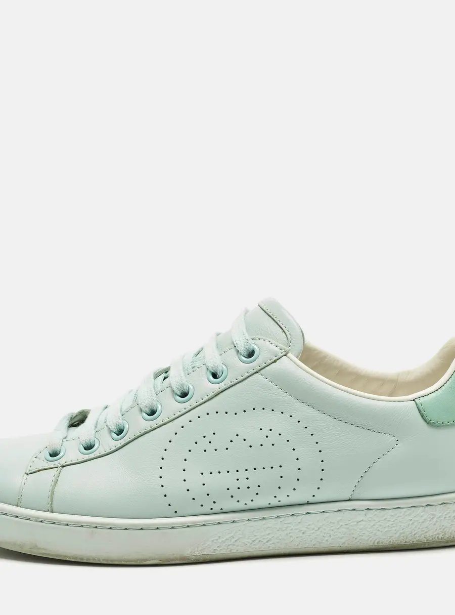 Gucci GG Ace Size 36.5 Green Leather Low Top Sneakers