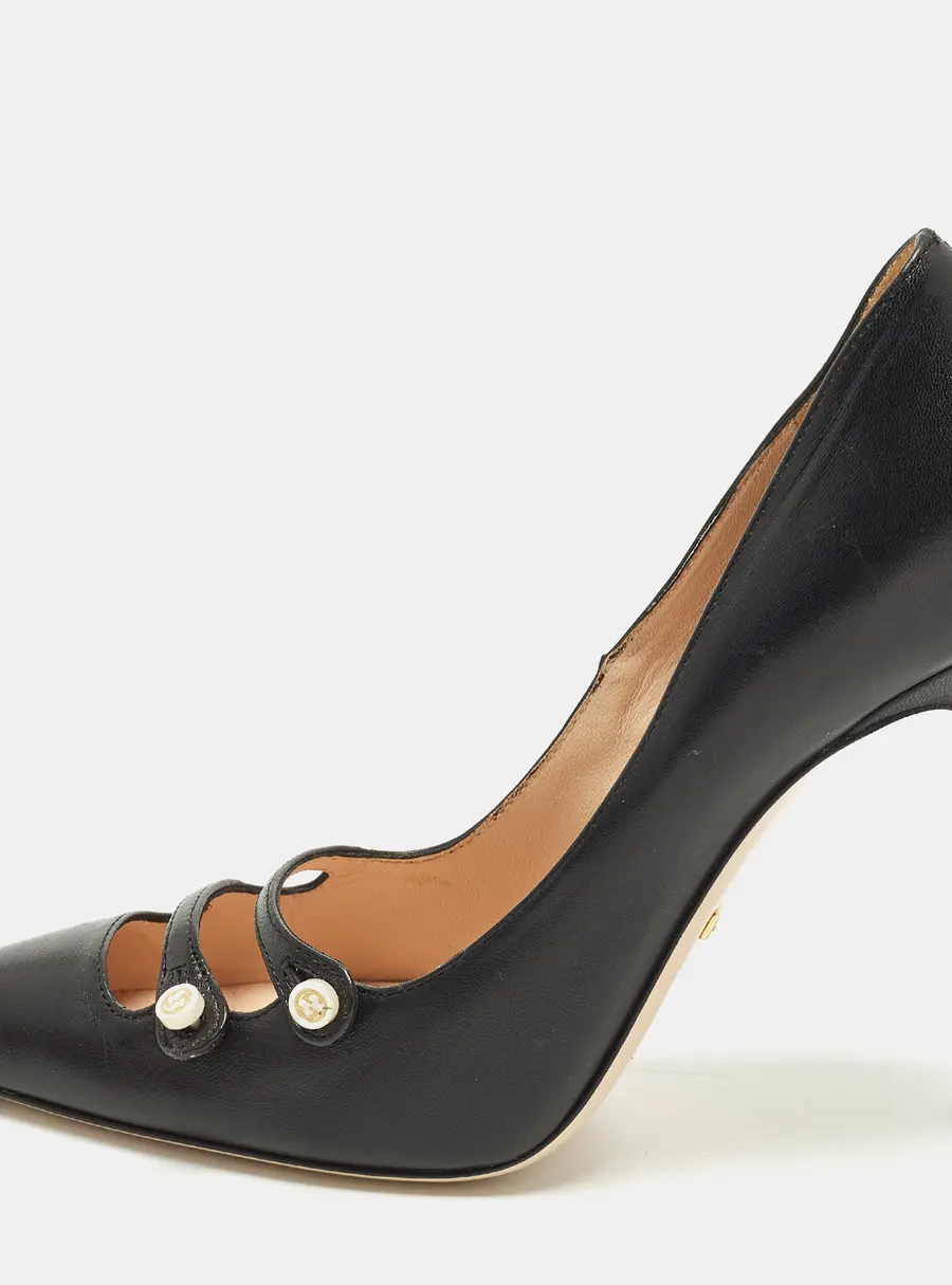 Gucci Aneta Size 35 Black Leather Pumps