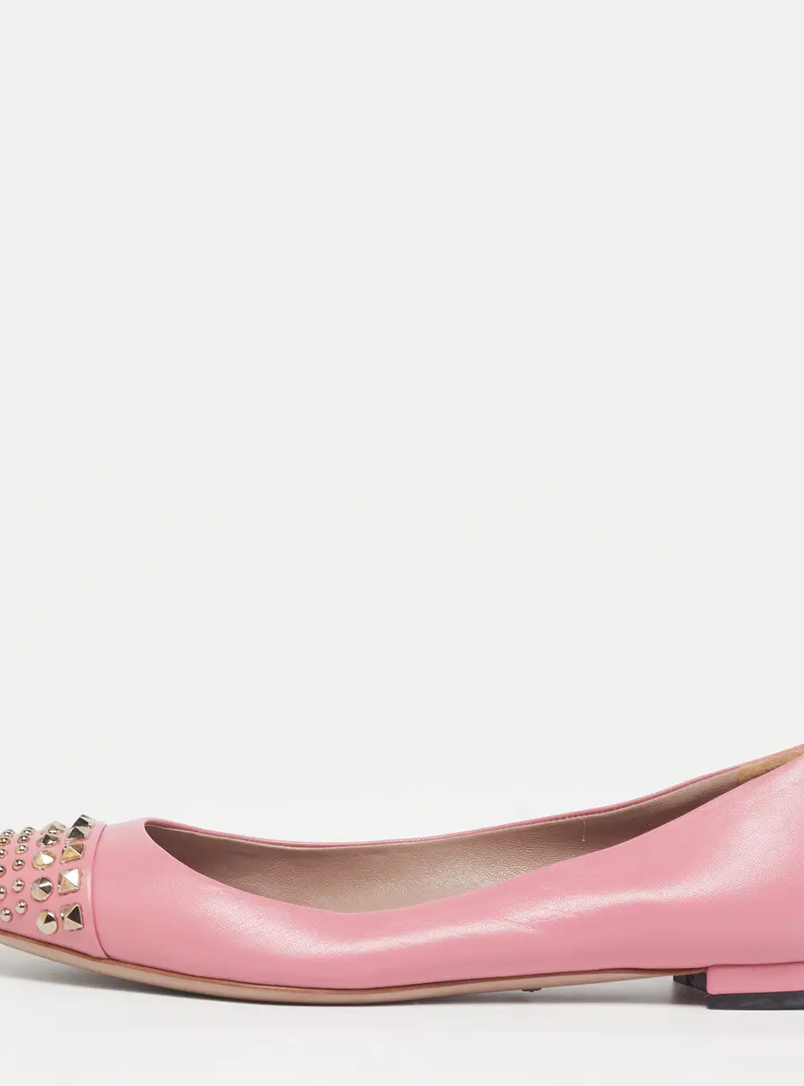 Gucci Coline Size 36.5 Pink Leather Studded Ballet Flats