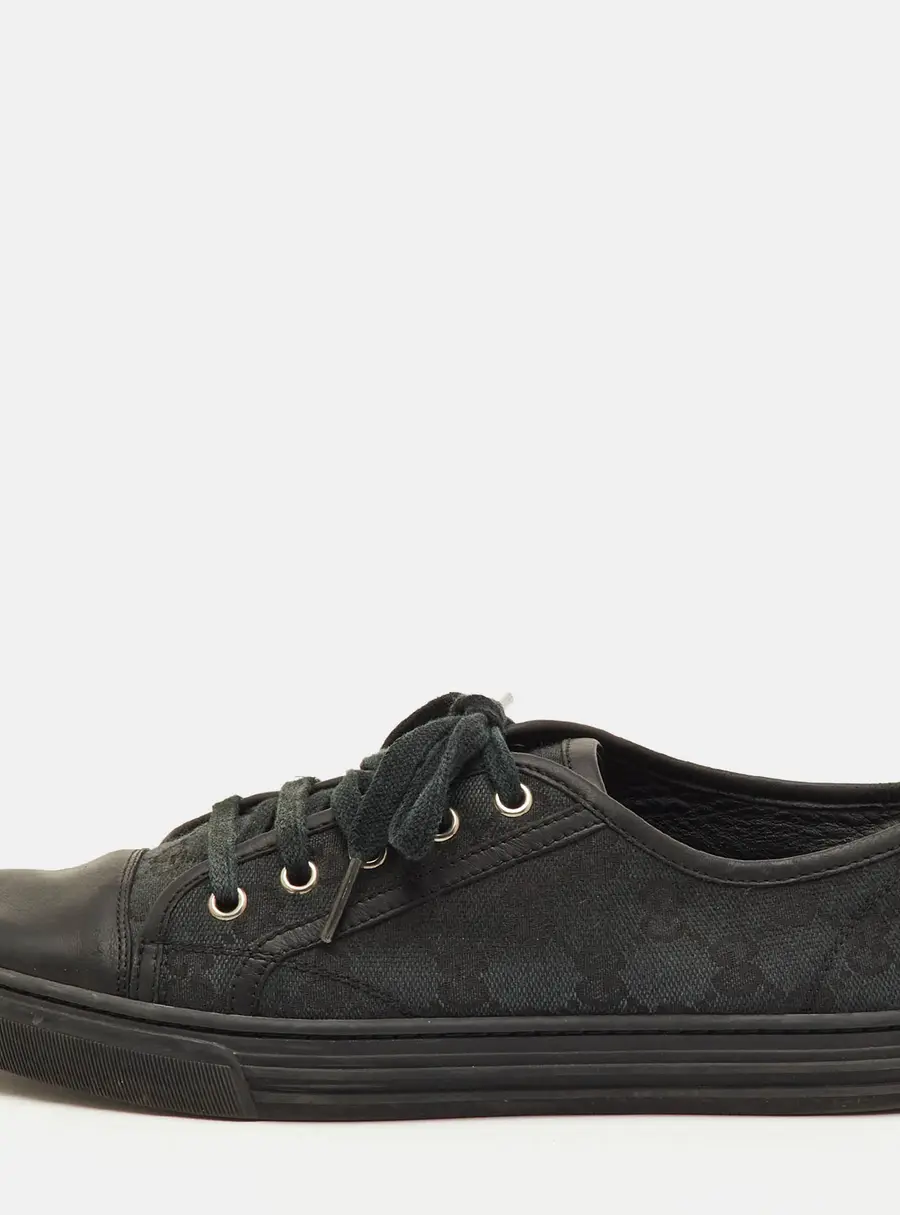 Gucci Size 39 Black GG Canvas and Leather Low Top Sneakers