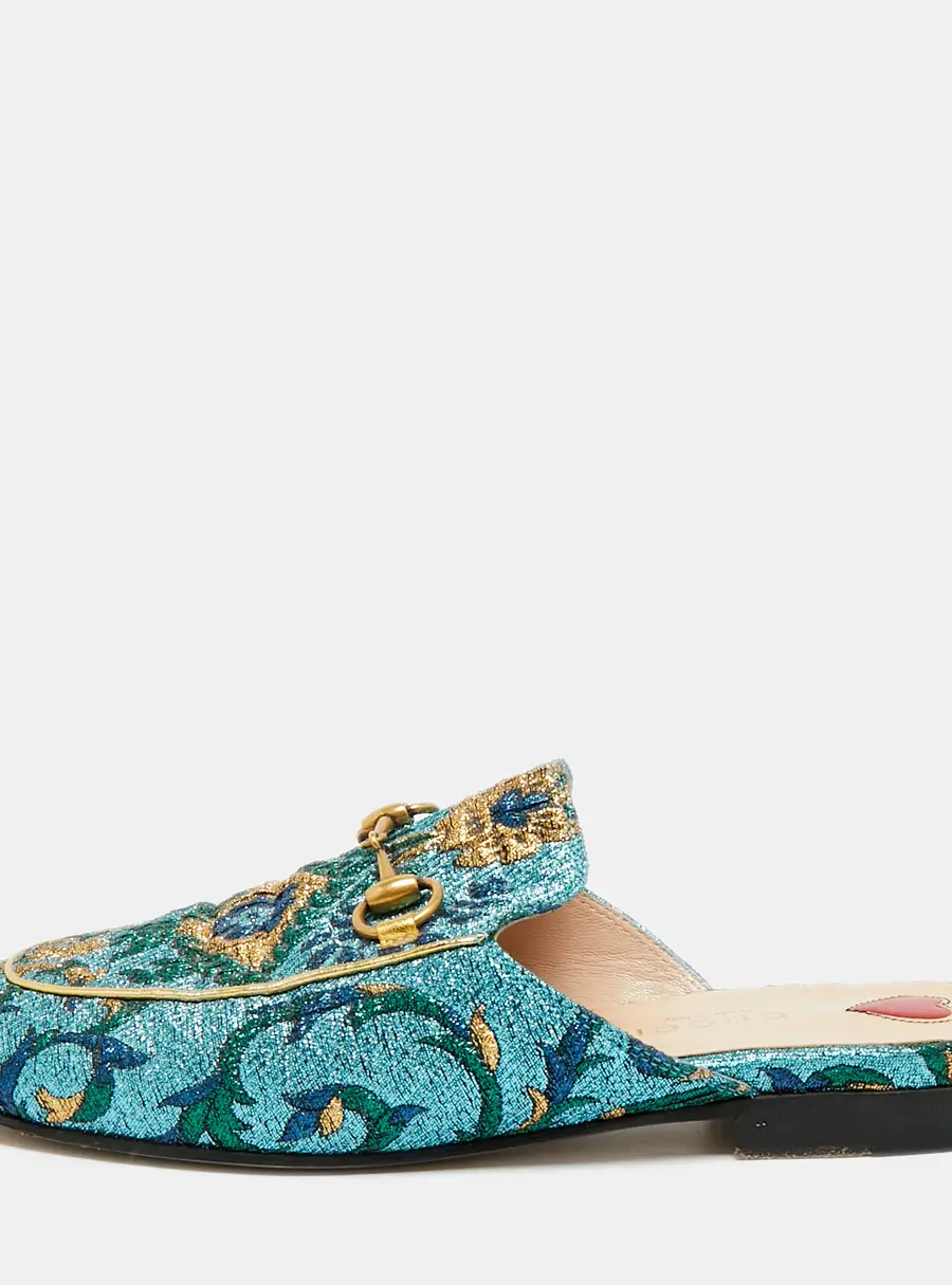 Gucci Princetown Size 35 Multicolor Brocade Fabric Mules