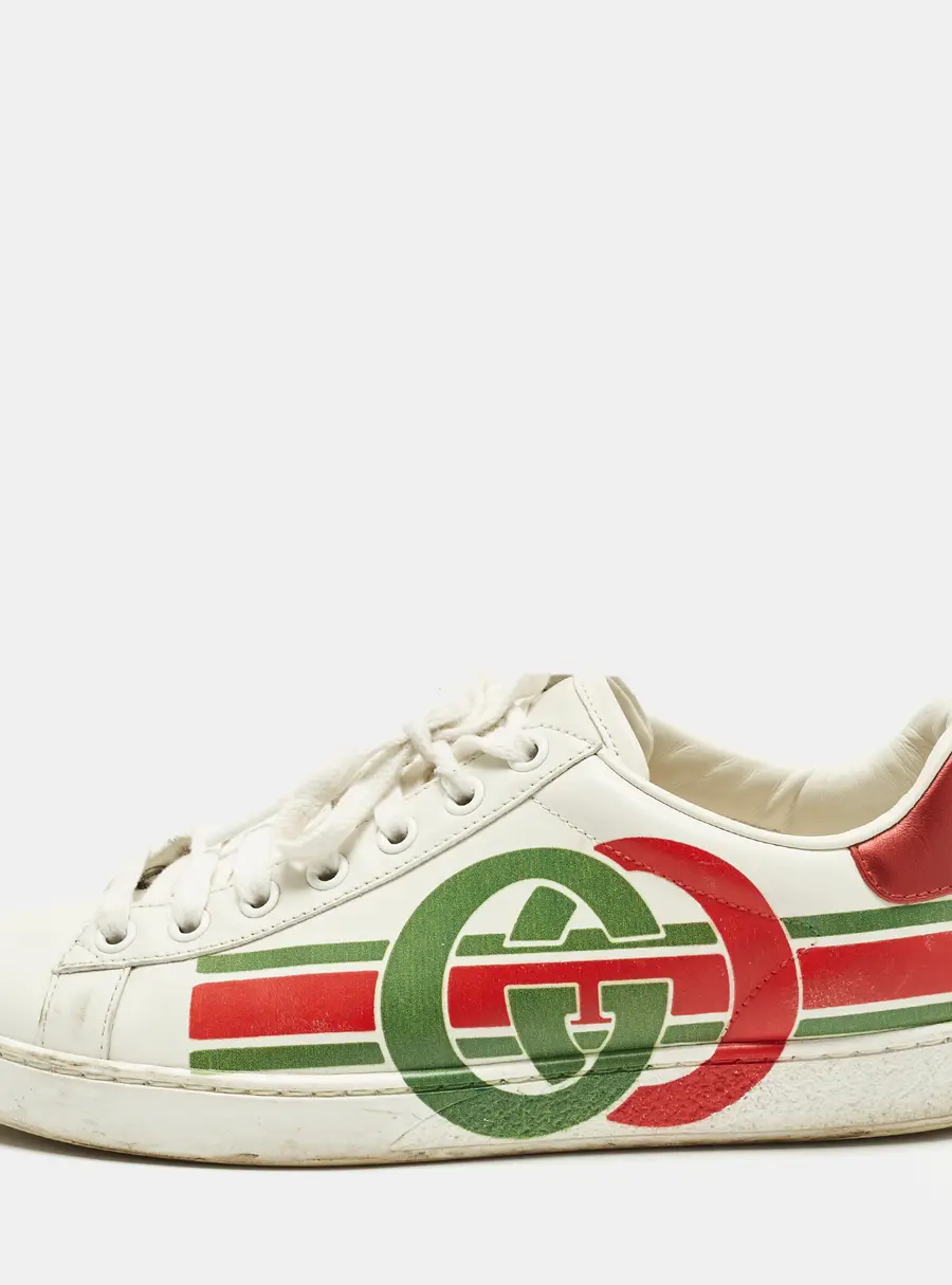 Gucci Ace Size 37 White Leather Lace Up Sneakers