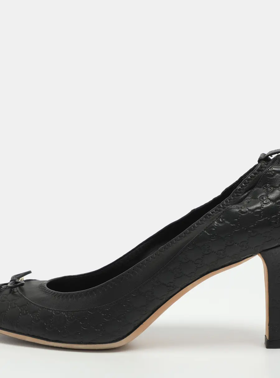 Gucci Size 41 Black Guccissima Leather Pumps