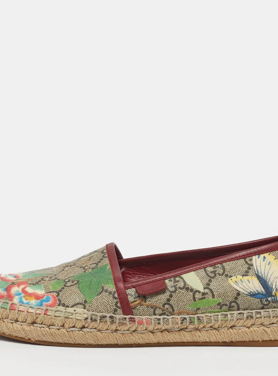 Gucci Size 36 Multicolor GG Supreme Coated Canvas and Leather Flora Espadrille Flats
