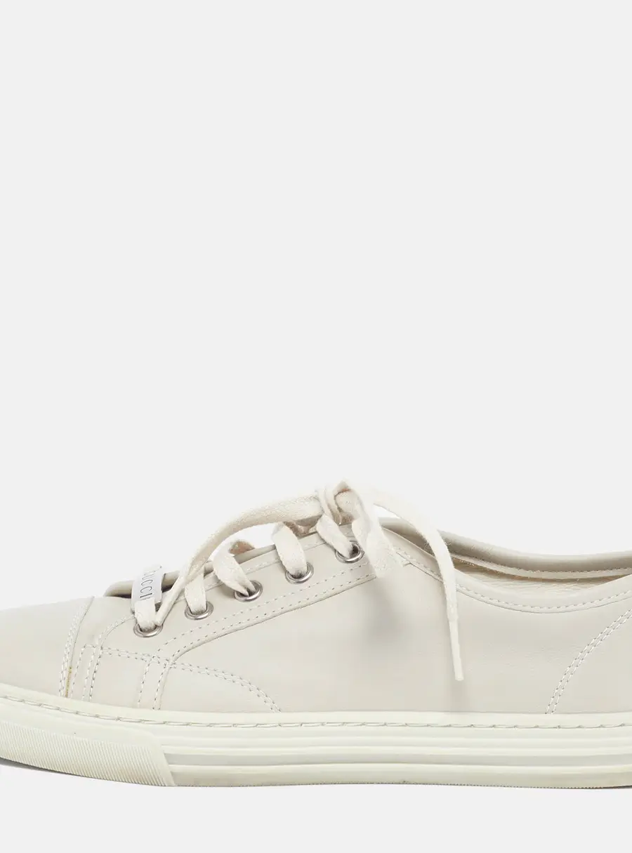 Gucci Size 36.5 Grey Leather Lace Up Sneakers