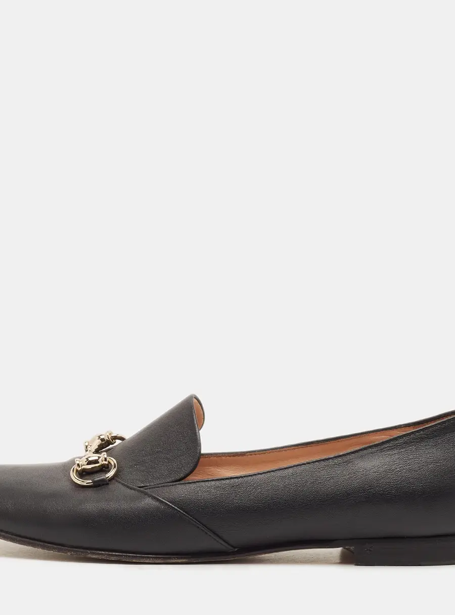 Gucci Horsebit Size 38.5 Black Leather Smoking Slippers