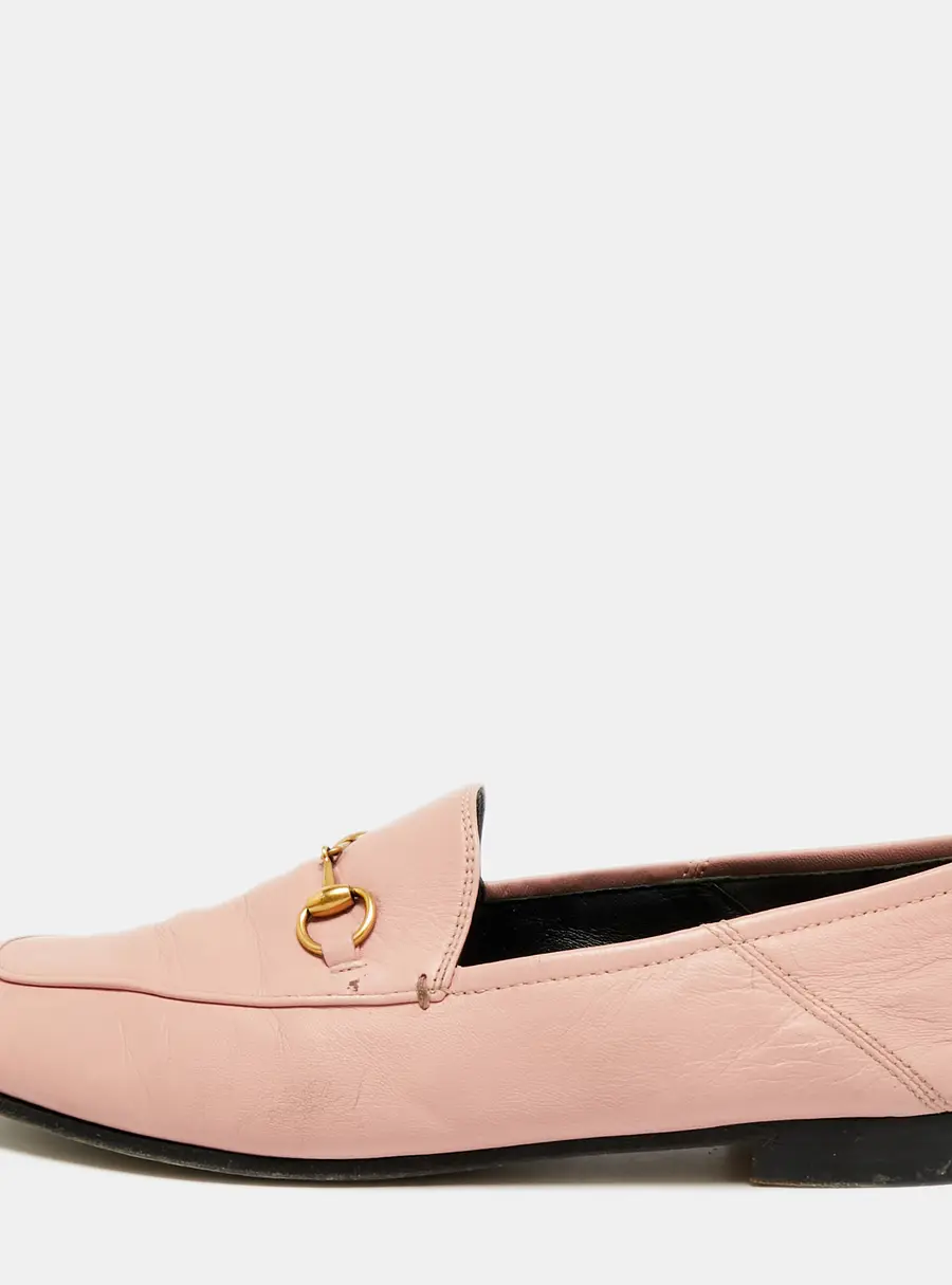 Gucci Jordaan Size 41 Pink Leather Horsebit Slip On Loafers