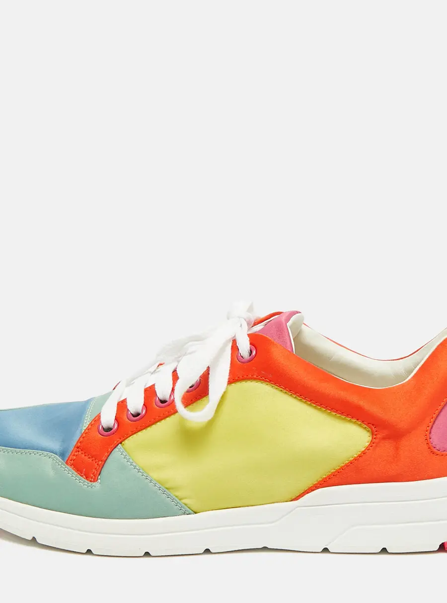 Gucci Size 37.5 Multicolor Satin Low Top Sneakers