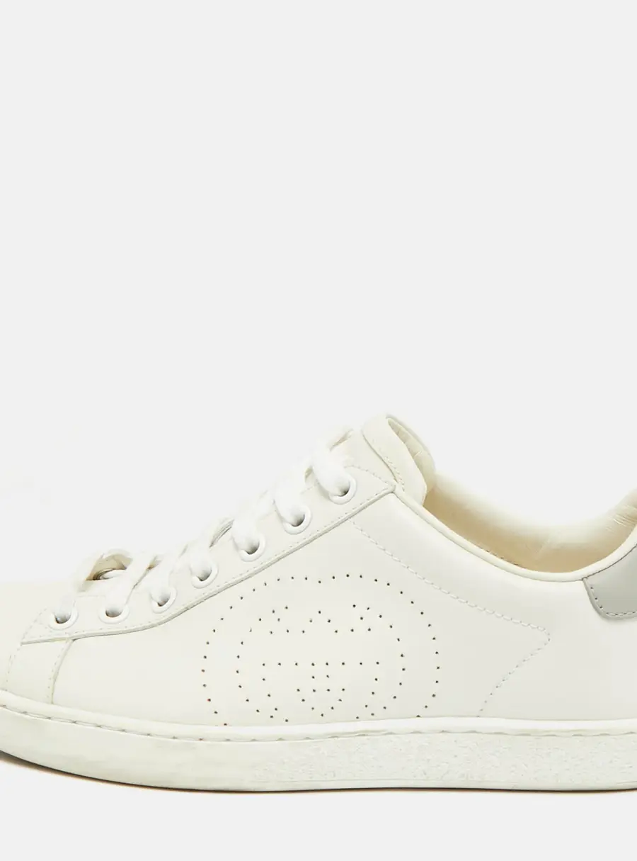 Gucci Ace Interlocking G Size 36 White/Light Grey Leather Low Top Sneakers