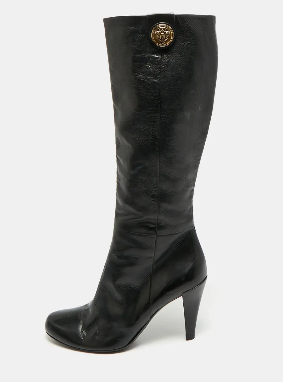 Gucci Hysteria Size 39.5 Black Leather Knee Length Boots