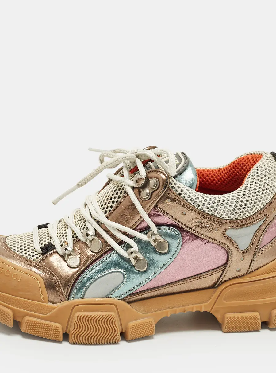 Gucci Flashtrek Size 36 Multicolor Leather and Mesh Lace Up Sneakers