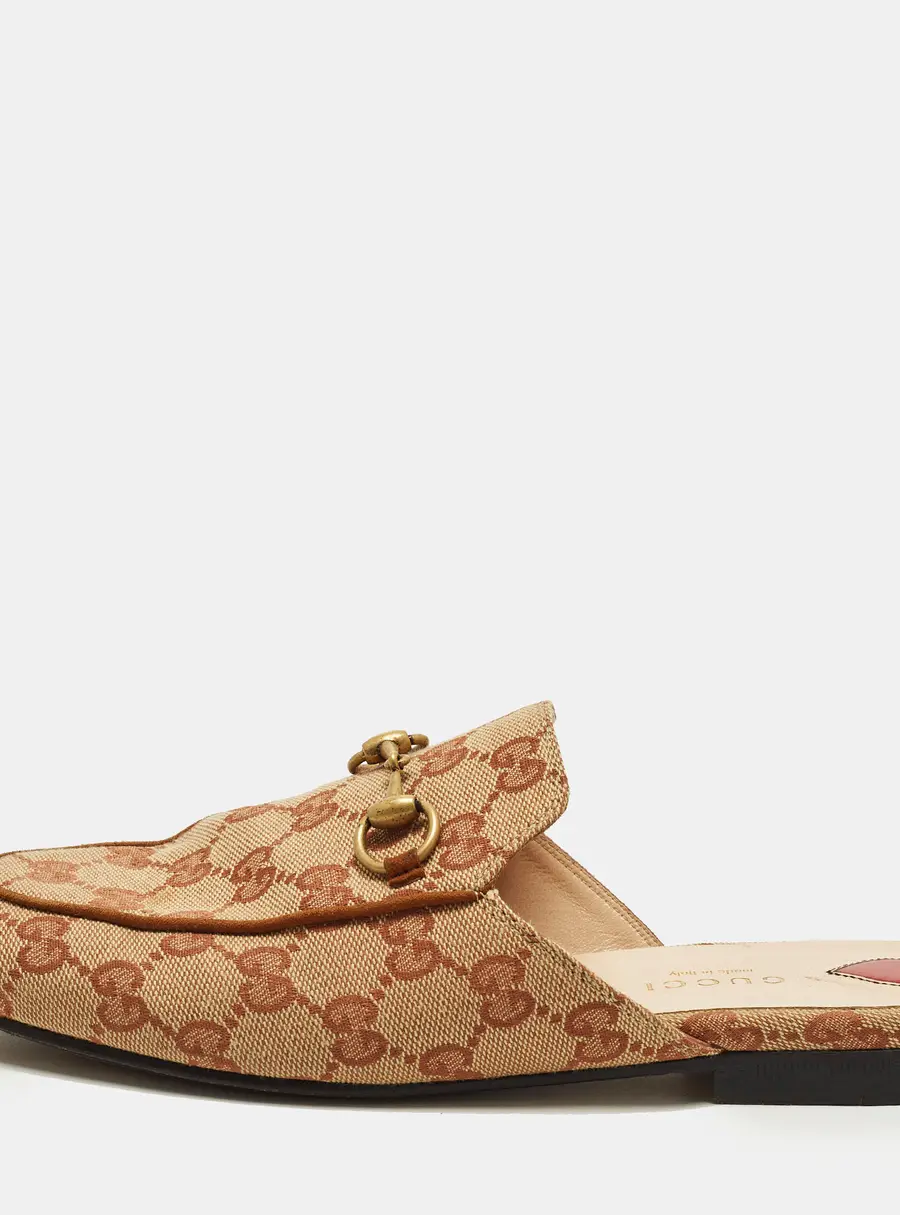 Gucci Princetown Size 36.5 Beige Canvas Mules