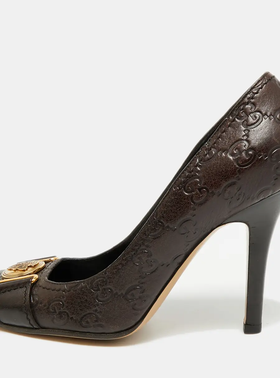 Gucci Hysteria Size 38.5 Brown GG Leather Pumps