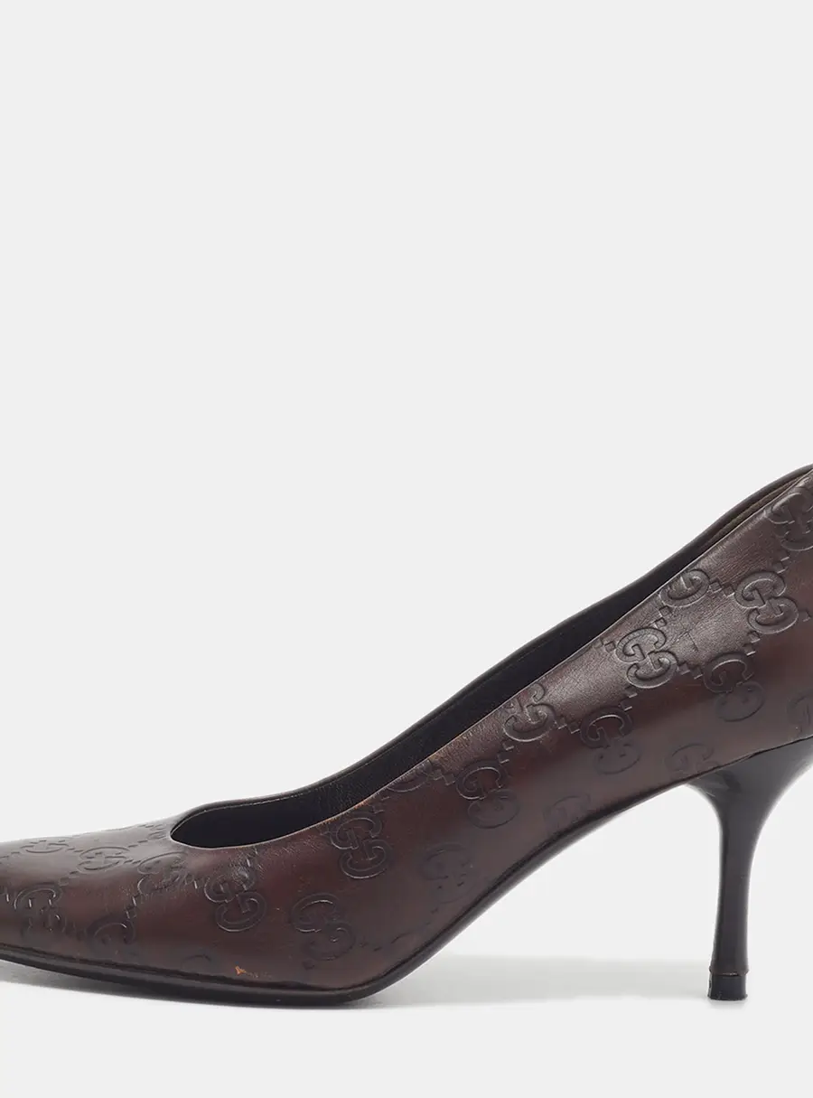 Gucci Guccissima Size 38 Brown Leather Pumps