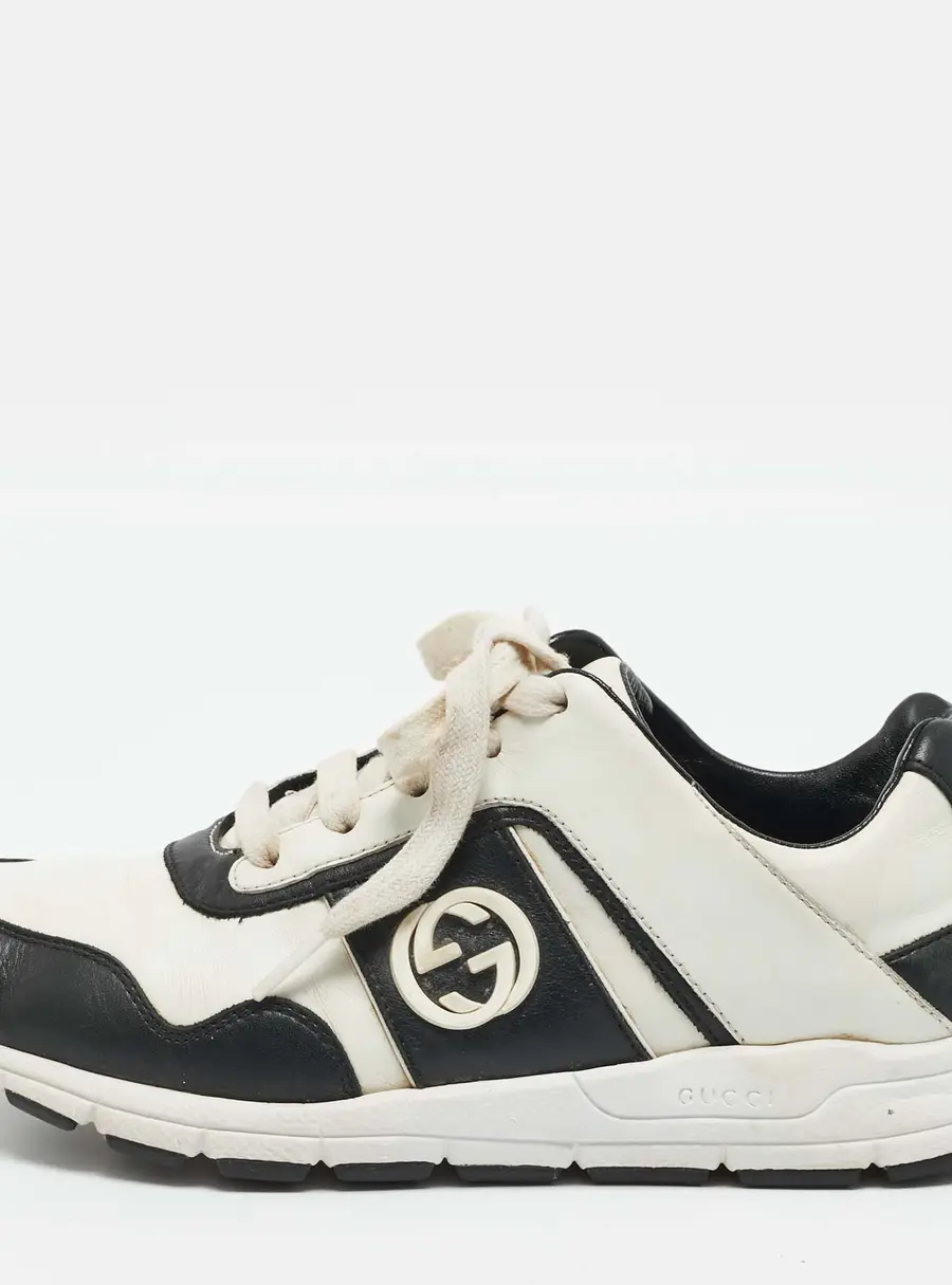 Gucci Interlocking GG Size 36 White/Black Leather Low Top Sneakers