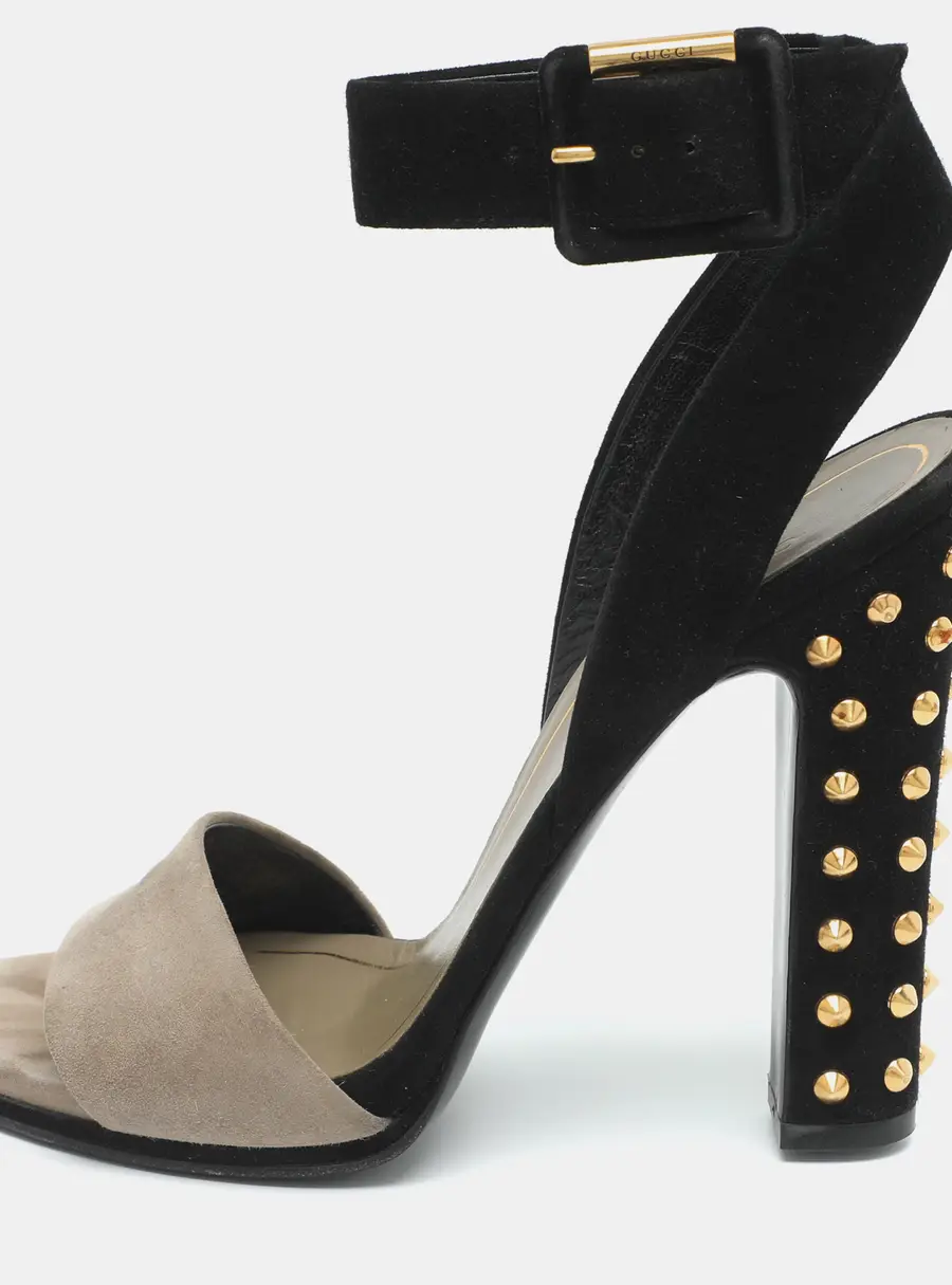 Gucci Madison Size 38 Black/Grey Suede Ankle Strap Sandals