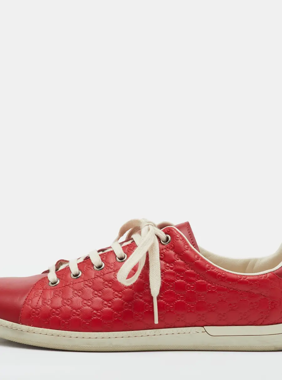 Gucci Ace Size 41 Red Microguccissima Leather Low Top Sneakers