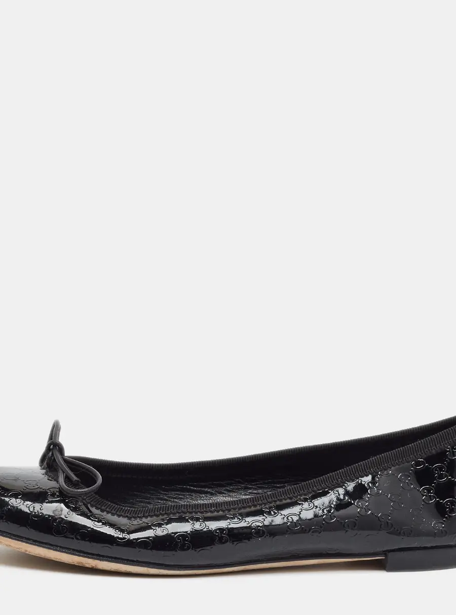 Gucci Size 36.5 Black Patent Leather Ballet Flats