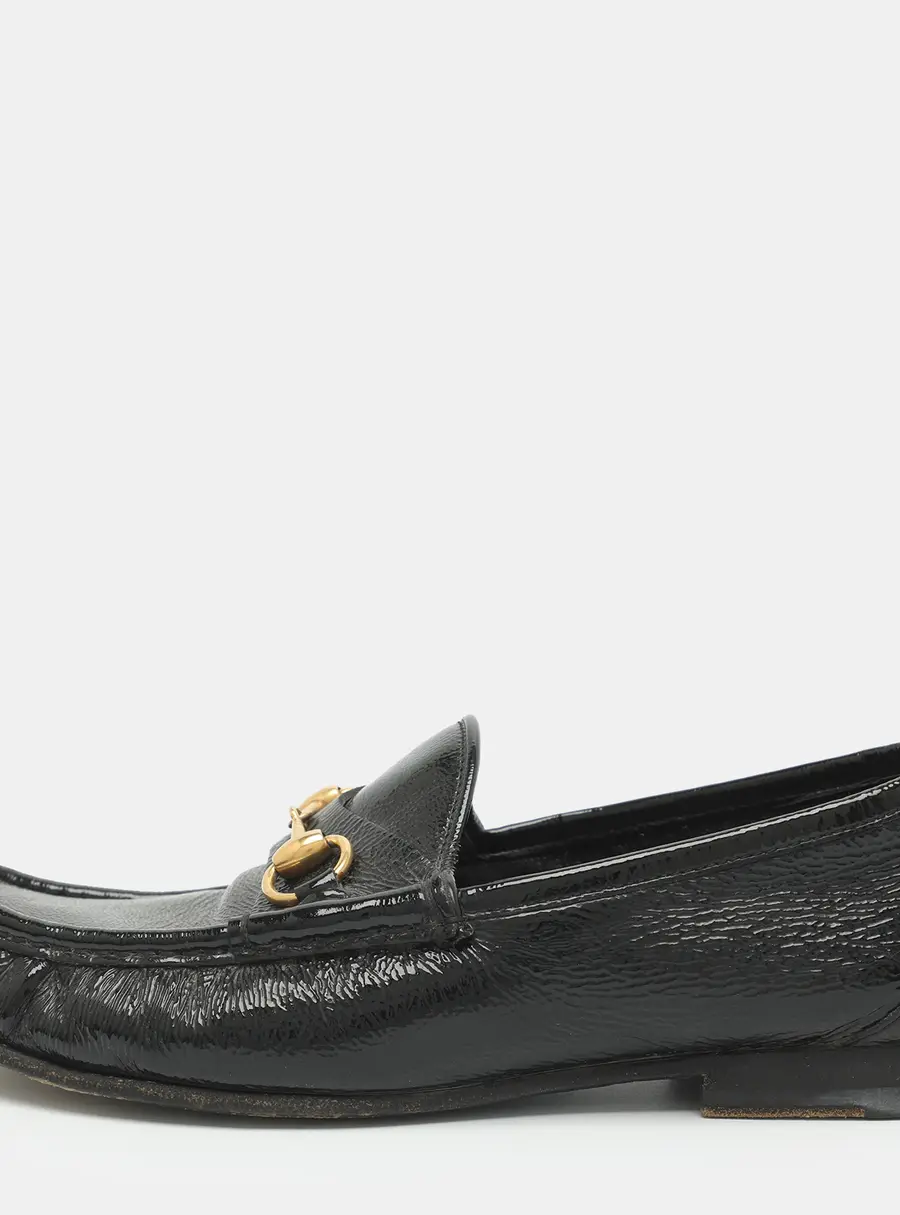Gucci Horsebit Size 40 Black Patent Leather Loafers