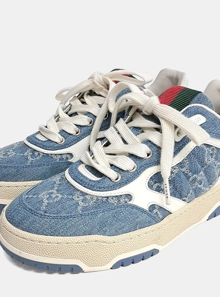 Gucci Re-Web Blue Denim Sneakers