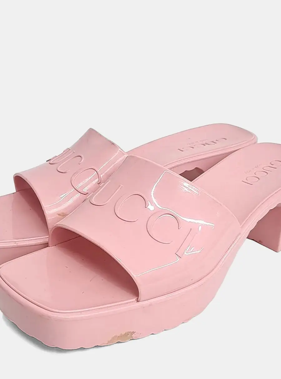 Gucci Rubber Pink Slide Sandals