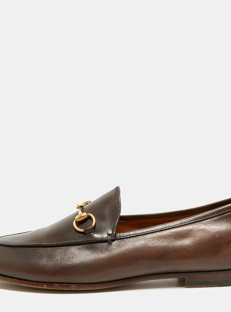 Gucci Horsebit Jordaan Size 38 Brown Leather Loafers