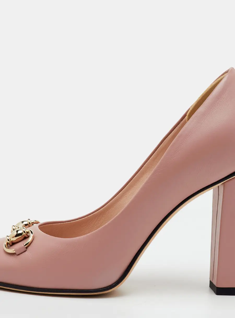 Gucci Horsebit Size 35.5 Pink Leather Block Heel Pumps