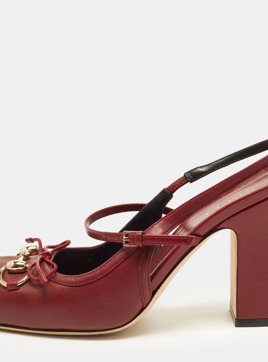 Gucci Horsebit 90 Mary Size 38 Burgundy Leather  Pumps