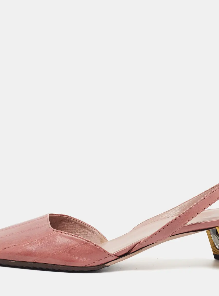 Gucci Arielle Size 38.5 Pink Leather Slingback Pumps