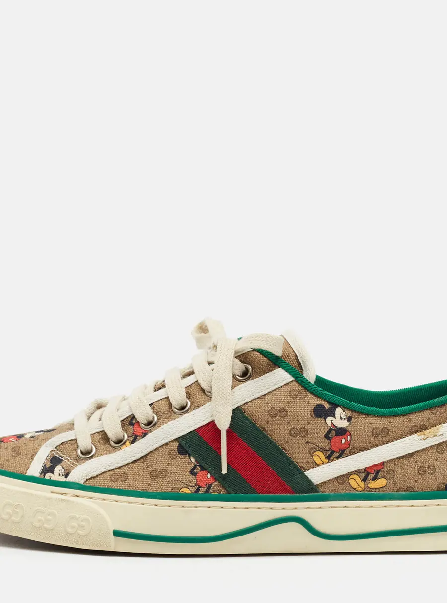Gucci x Disney Mickey Mouse Tennis 1977 Size 39 Multicolor Canvas Lace Up Sneakers
