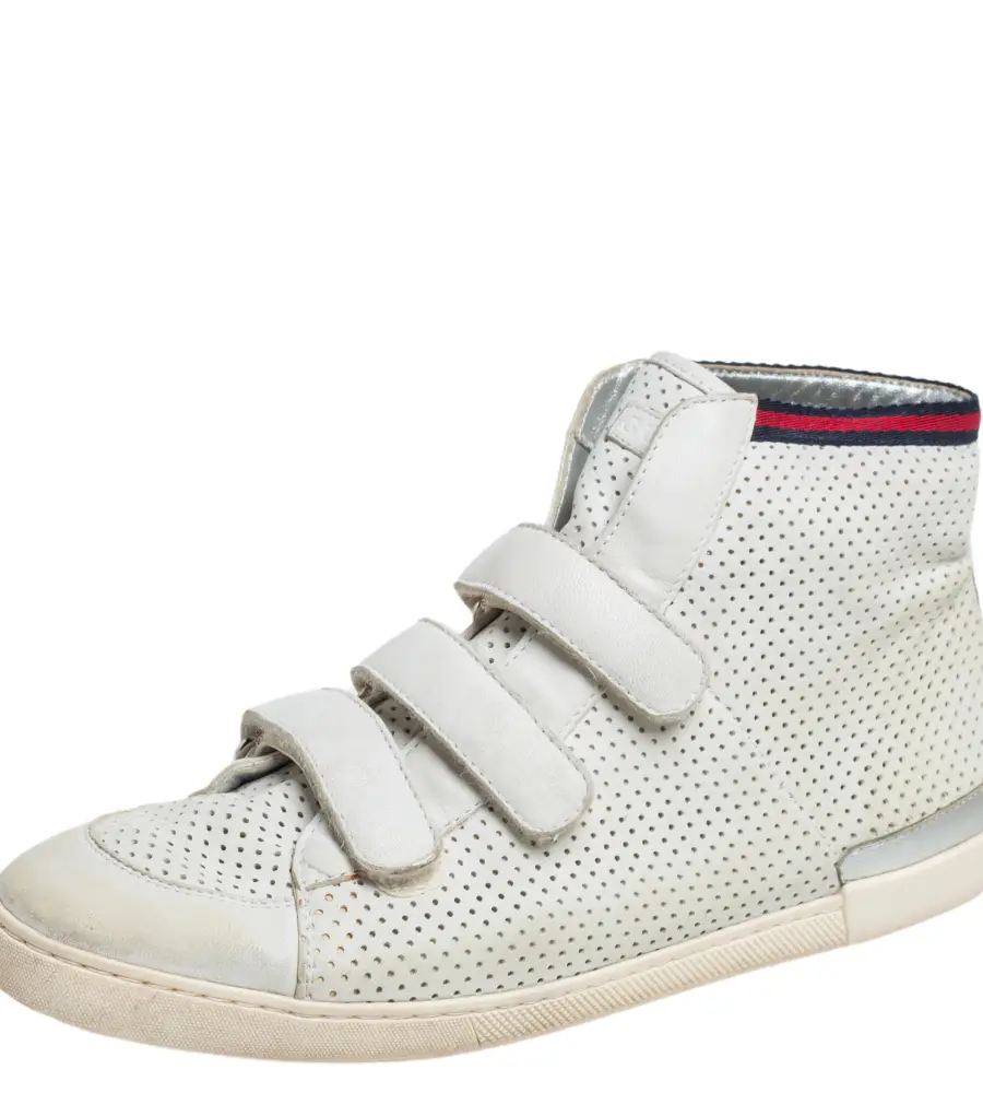 Gucci White Leather High Top Sneakers Size 36.5