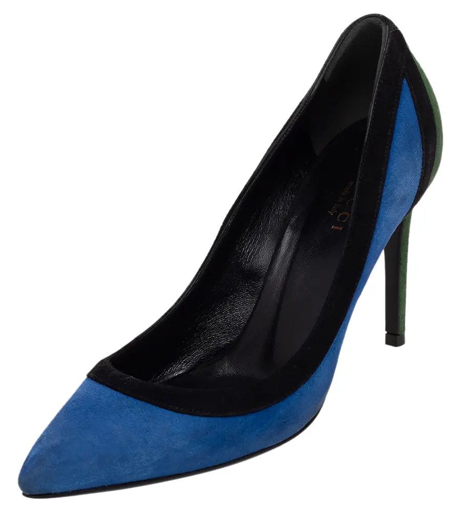 Gucci Tricolor Suede Pointed Toe Pumps Size 35.5