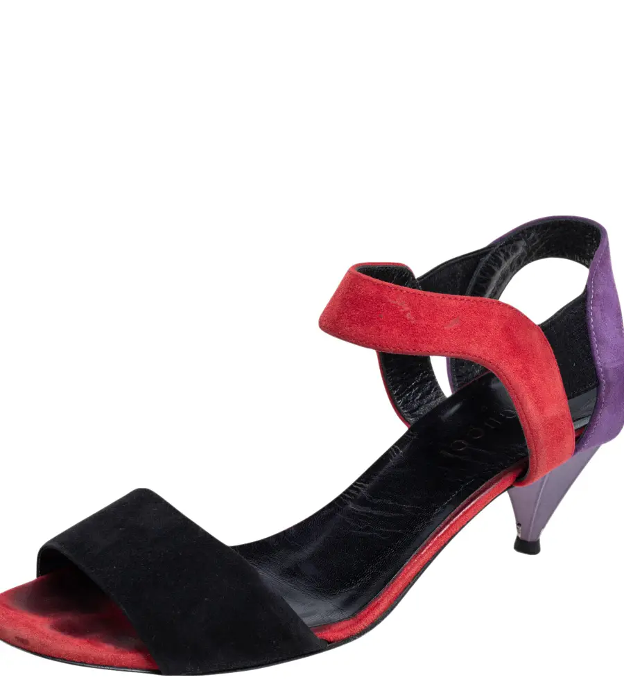 Gucci Multicolor Suede Liberty Ankle Strap Sandals Size 35