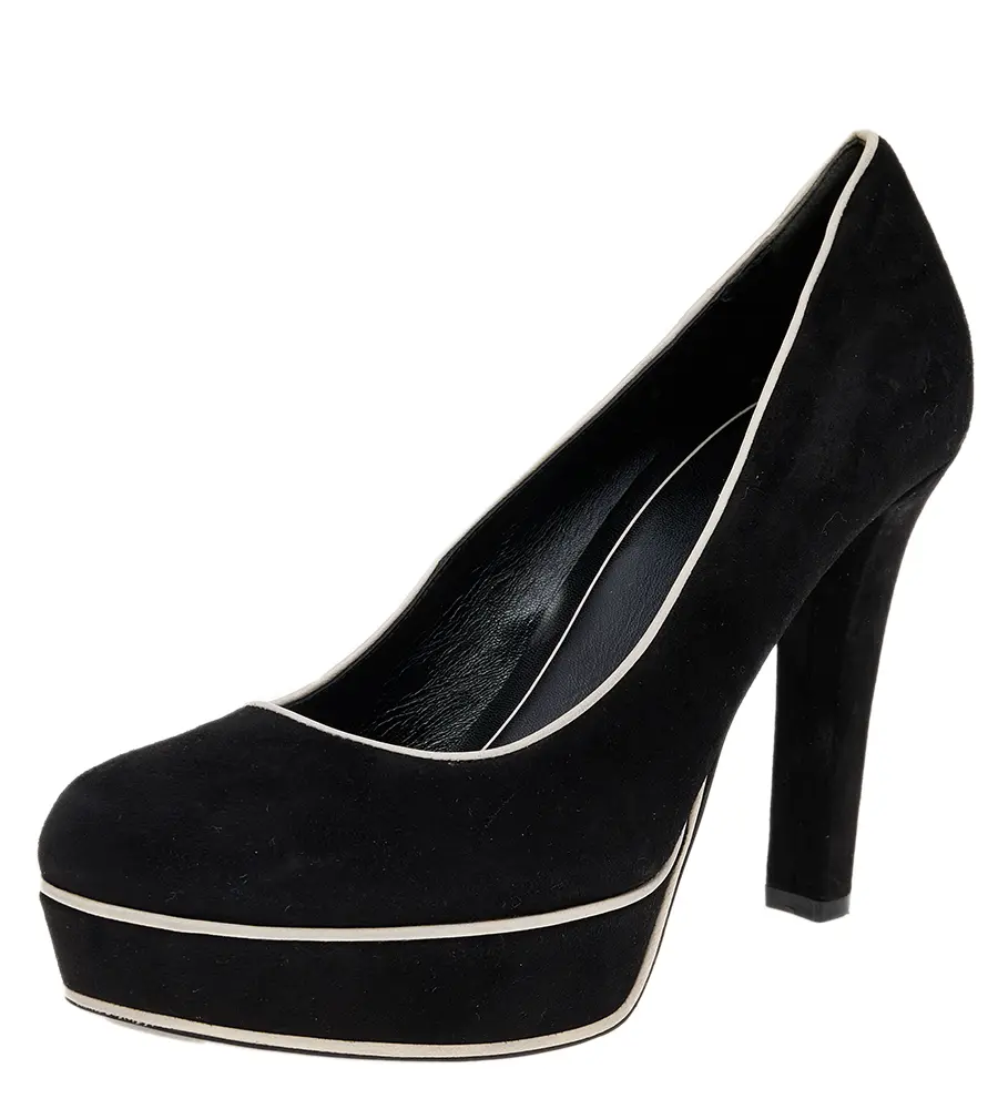 Gucci Black Suede Huston Platform Pumps Size 38.5