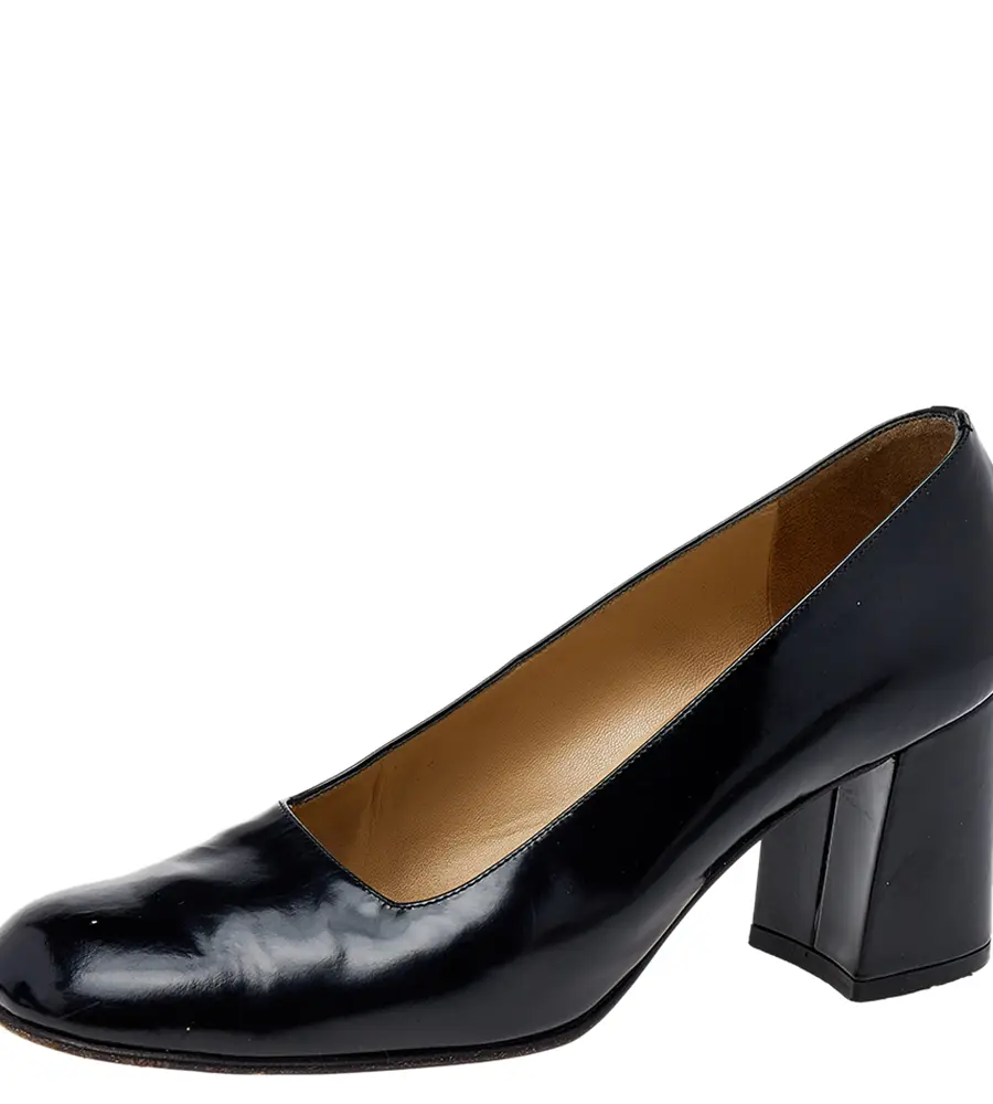 Gucci Black Leather Block Heel Pumps Size 37