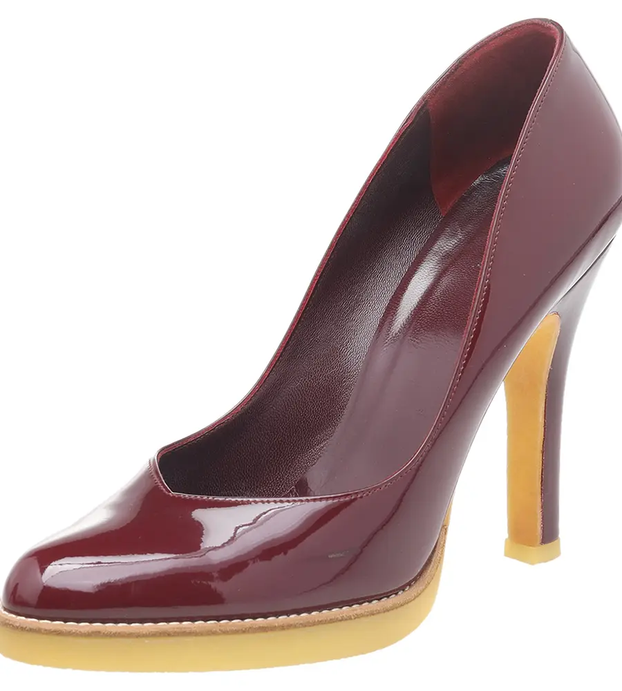 Gucci Burgundy Patent Leather Round Toe Pumps Size 37.5