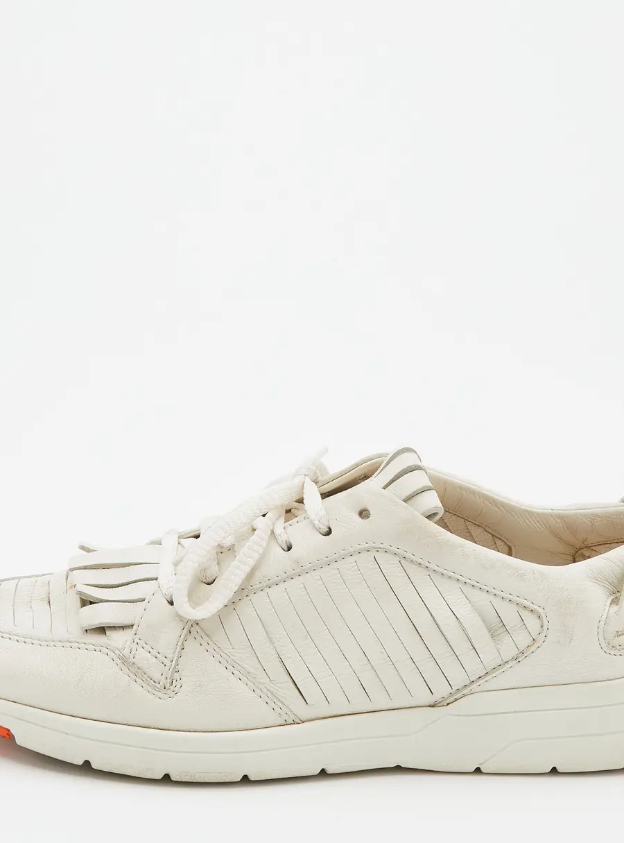 Gucci White Leather Tassel Low Top Sneakers Size 36.5